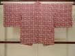 Photo3: P0527D Vintage Japanese kimono Purplish Dark Red HAORI short jacket for women / Silk. Octagons and squares (Grade C) (3)