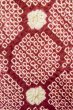 Photo4: P0527D Vintage Japanese kimono Purplish Dark Red HAORI short jacket for women / Silk. Octagons and squares (Grade C) (4)