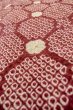 Photo6: P0527D Vintage Japanese kimono Purplish Dark Red HAORI short jacket for women / Silk. Octagons and squares (Grade C) (6)