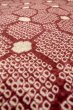 Photo8: P0527D Vintage Japanese kimono Purplish Dark Red HAORI short jacket for women / Silk. Octagons and squares (Grade C) (8)