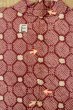Photo14: P0527D Vintage Japanese kimono Purplish Dark Red HAORI short jacket for women / Silk. Octagons and squares (Grade C) (14)