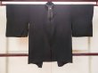 Photo2: P0602A Vintage Japanese kimono Black HAORI short jacket for women / Silk. Stripes (Grade B) (2)