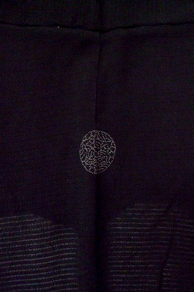 Photo3: P0602B Vintage Japanese kimono Black HAORI short jacket for women / Silk. Stripes (Grade B) (3)
