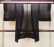 Photo1: P0602C Vintage Japanese kimono Black HAORI short jacket for women / Silk. Stripes (Grade B) (1)