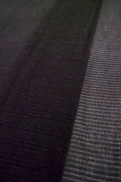 Photo8: P0602C Vintage Japanese kimono Black HAORI short jacket for women / Silk. Stripes (Grade B) (8)