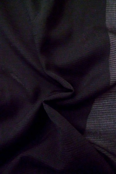 Photo11: P0602C Vintage Japanese kimono Black HAORI short jacket for women / Silk. Stripes (Grade B) (11)