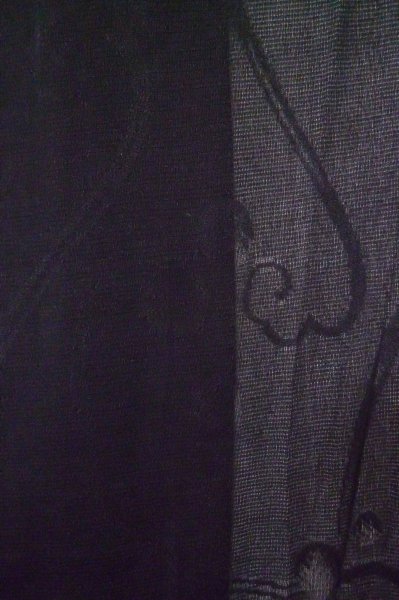 Photo5: P0602E Vintage Japanese kimono Black HAORI short jacket for women / Silk. Stripes (Grade D) (5)