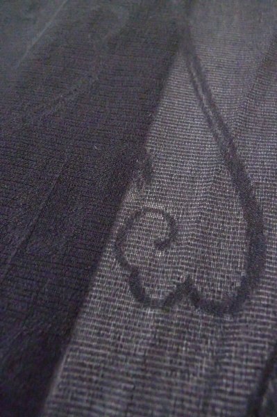 Photo8: P0602E Vintage Japanese kimono Black HAORI short jacket for women / Silk. Stripes (Grade D) (8)