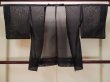 Photo1: P0602F Vintage Japanese kimono Black HAORI short jacket for women / Silk. Stripes (Grade B) (1)