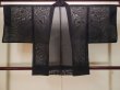 Photo2: P0602F Vintage Japanese kimono Black HAORI short jacket for women / Silk. Stripes (Grade B) (2)