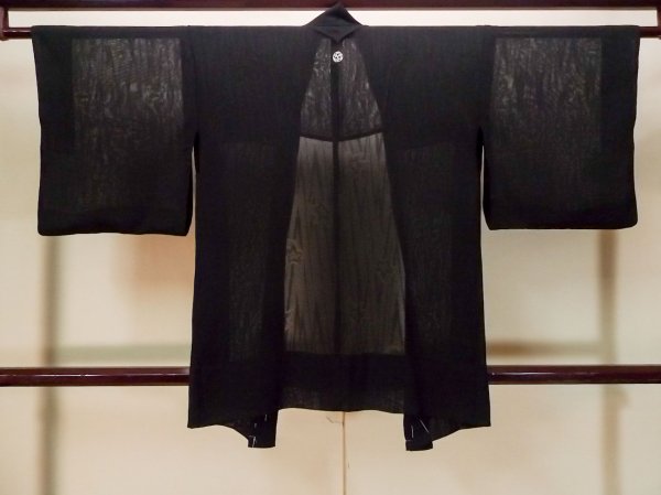 Photo2: Mint P0602H Vintage Japanese kimono Black HAORI short jacket for women / Silk. (Grade A) (2)