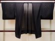 Photo1: Mint P0602J Vintage Japanese kimono Black HAORI short jacket for women / Silk. Stripes (Grade A) (1)