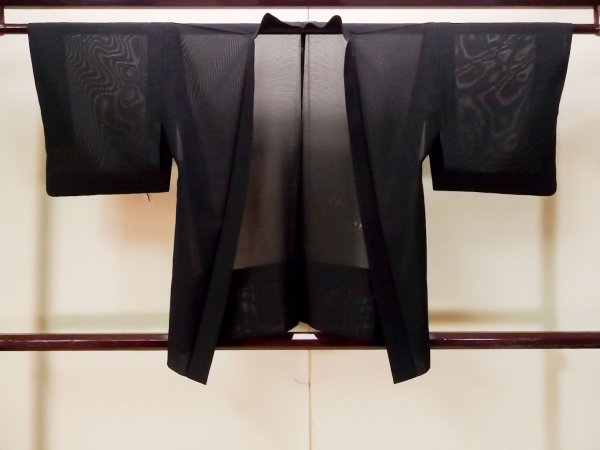 Photo2: P0602L Vintage Japanese kimono Black HAORI short jacket for women / Silk. Bird (Grade B) (2)