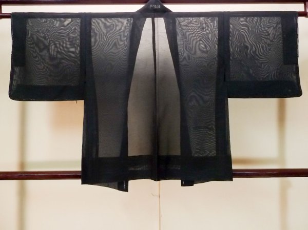 Photo1: Mint P0602O Vintage Japanese kimono Dark Navy Blue HAORI short jacket for women / Silk. (Grade A) (1)