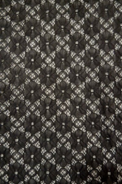 Photo4: P0602Q Vintage Japanese kimono Black HAORI short jacket for women / Cotton. Flower, It is made of lace fabric. (Grade D) (4)