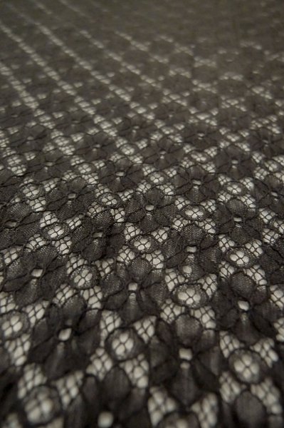 Photo5: P0602Q Vintage Japanese kimono Black HAORI short jacket for women / Cotton. Flower, It is made of lace fabric. (Grade D) (5)
