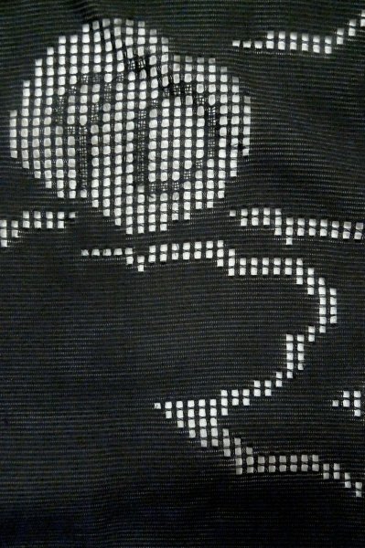 Photo6: P0602R Vintage Japanese kimono Black HAORI short jacket for women / Silk. Abstract pattern (Grade B) (6)