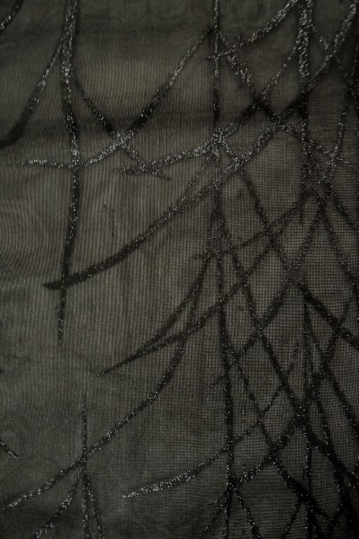 Photo4: P0602X Vintage Japanese kimono Black HAORI short jacket for women / Silk. Tall grass (Grade B) (4)