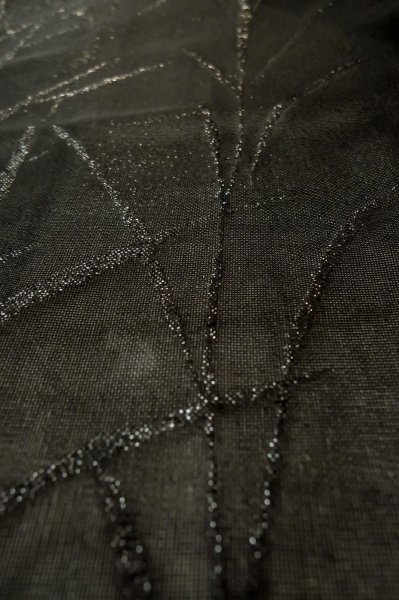 Photo7: P0602X Vintage Japanese kimono Black HAORI short jacket for women / Silk. Tall grass (Grade B) (7)