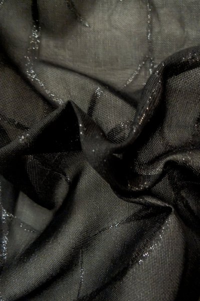 Photo8: P0602X Vintage Japanese kimono Black HAORI short jacket for women / Silk. Tall grass (Grade B) (8)