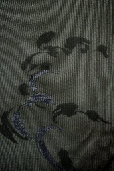 Photo5: Mint P0602Y Vintage Japanese kimono Black HAORI short jacket for women / Silk. Wave (Grade A) (5)