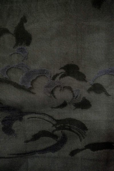 Photo6: Mint P0602Y Vintage Japanese kimono Black HAORI short jacket for women / Silk. Wave (Grade A) (6)
