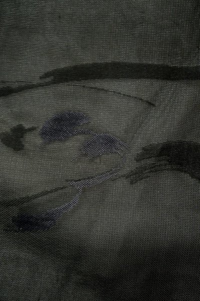 Photo7: Mint P0602Y Vintage Japanese kimono Black HAORI short jacket for women / Silk. Wave (Grade A) (7)