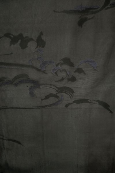 Photo11: Mint P0602Y Vintage Japanese kimono Black HAORI short jacket for women / Silk. Wave (Grade A) (11)