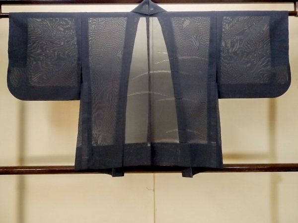 Photo2: P0603C Vintage Japanese kimono Black HAORI short jacket for women / Silk. Grass (Grade B) (2)