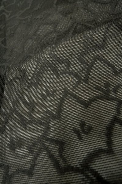 Photo8: P0603D Vintage Japanese kimono Black HAORI short jacket for women / Silk. MOMIJI maple leaf (Grade B) (8)