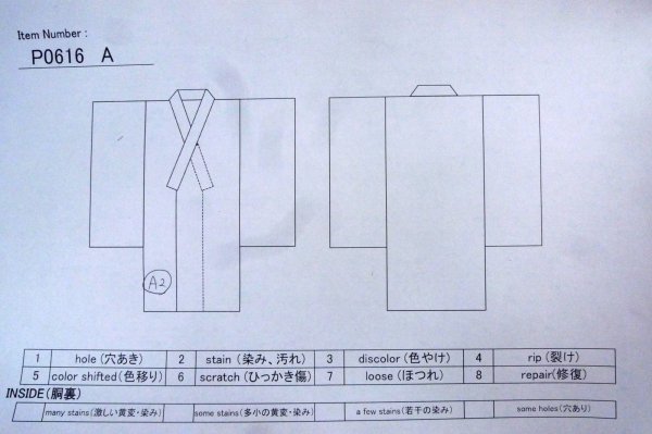 Photo13: P0616A Used Japanese kimono Indigo Blue Men's Yukata for men / Cotton., Japanese chess pattern (Grade B) (13)