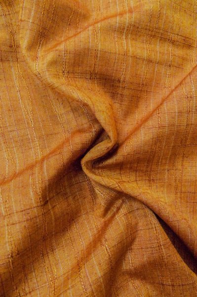 Photo12: P0616C Vintage Japanese kimono Grayish Orange TSUMUGI pongee for women / Silk. Plaid Checks (Grade B) (12)