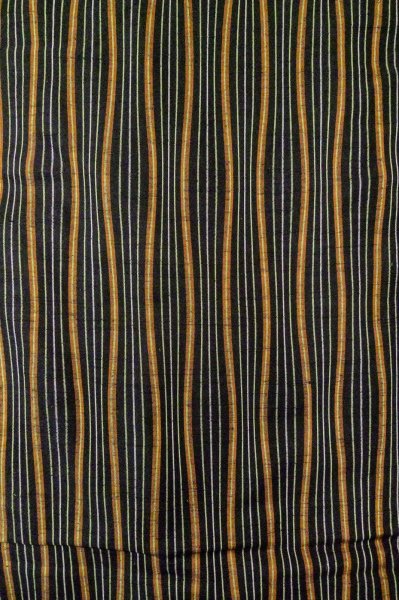Photo5: P0616D Vintage Japanese kimono Black TSUMUGI pongee for women / Silk. Curved lines (Grade B) (5)