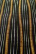 Photo9: P0616D Vintage Japanese kimono Black TSUMUGI pongee for women / Silk. Curved lines (Grade B) (9)