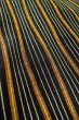 Photo10: P0616D Vintage Japanese kimono Black TSUMUGI pongee for women / Silk. Curved lines (Grade B) (10)