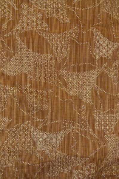Photo5: P0616E Vintage Japanese kimono Pale Brown TSUMUGI pongee for women / Silk. Flower (Grade D) (5)