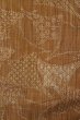 Photo6: P0616E Vintage Japanese kimono Pale Brown TSUMUGI pongee for women / Silk. Flower (Grade D) (6)