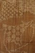 Photo7: P0616E Vintage Japanese kimono Pale Brown TSUMUGI pongee for women / Silk. Flower (Grade D) (7)