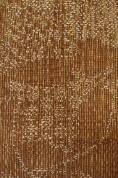 Photo7: P0616E Vintage Japanese kimono Pale Brown TSUMUGI pongee for women / Silk. Flower (Grade D) (7)