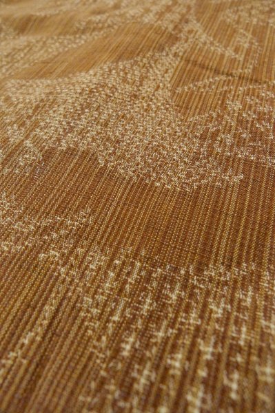 Photo8: P0616E Vintage Japanese kimono Pale Brown TSUMUGI pongee for women / Silk. Flower (Grade D) (8)