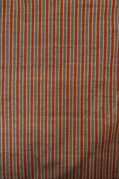 Photo4: P0616F Vintage Japanese kimono Black TSUMUGI pongee for women / Silk. Stripes (Grade B) (4)