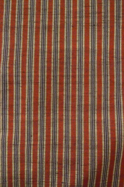 Photo1: P0616F Vintage Japanese kimono Black TSUMUGI pongee for women / Silk. Stripes (Grade B) (1)