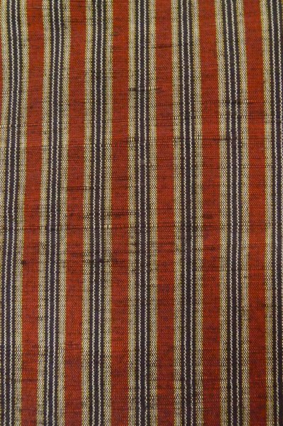 Photo6: P0616F Vintage Japanese kimono Black TSUMUGI pongee for women / Silk. Stripes (Grade B) (6)