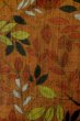Photo4: Mint P0616G Used Japanese kimono Dark Orange TSUMUGI pongee for women / Silk. Leaf (Grade A) (4)
