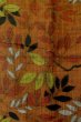 Photo5: Mint P0616G Used Japanese kimono Dark Orange TSUMUGI pongee for women / Silk. Leaf (Grade A) (5)