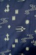 Photo4: Mint P0616H Vintage Japanese kimono Navy Blue TSUMUGI pongee for women / Silk. Bird (Grade B) (4)