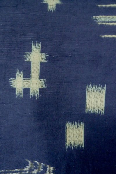 Photo6: Mint P0616H Vintage Japanese kimono Navy Blue TSUMUGI pongee for women / Silk. Bird (Grade B) (6)