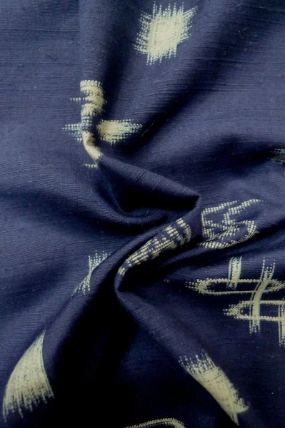 Photo11: Mint P0616H Vintage Japanese kimono Navy Blue TSUMUGI pongee for women / Silk. Bird (Grade B) (11)