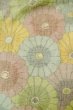 Photo4: P0616I Vintage Japanese kimono Pale Multi Color TSUMUGI pongee for women / Silk. Chrysanthemum (Grade C) (4)