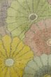 Photo7: P0616I Vintage Japanese kimono Pale Multi Color TSUMUGI pongee for women / Silk. Chrysanthemum (Grade C) (7)
